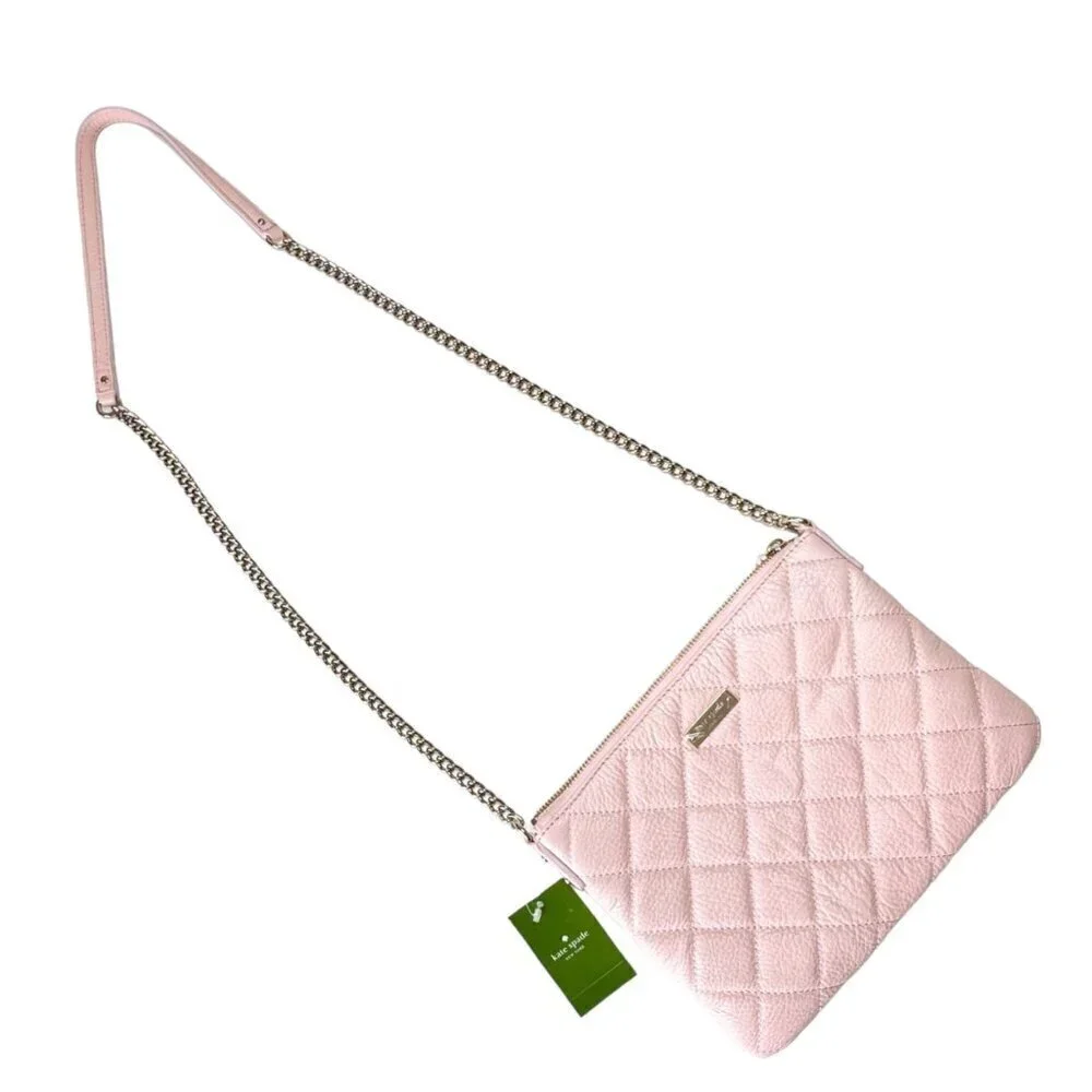 NWT Kate Spade Quilted Leather Shoulder Crossbody Bag Petal Pink Coquette Girly